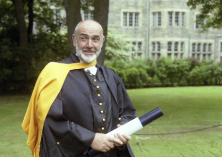 Sir Sean Connery receiving his honorary doctorate from St Andrews in 1988 (photo: Special Collections)